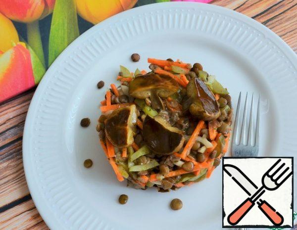 Salad with Lentils and pickled Mushrooms Recipe