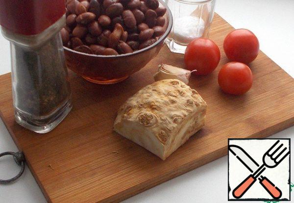 Here are our products.
Boil the beans or take them ready-made in a jar.
I made red.