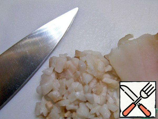 Finely chop the lard.