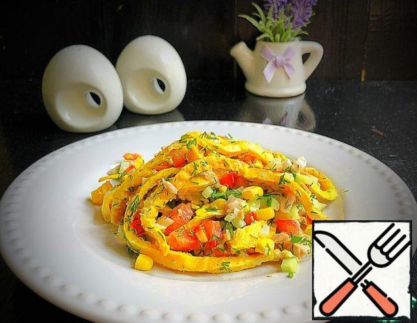 Chicken Salad with Egg Pancake Recipe