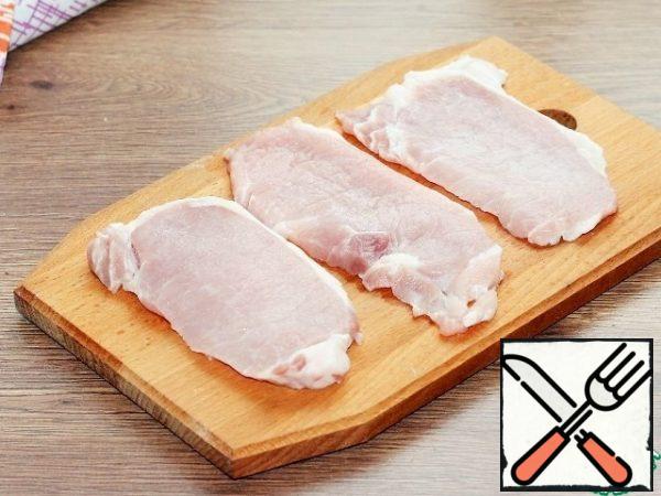 Pork (preferably chilled carbonate or loin) cut into large pieces, 0.6-0.8 cm thick.