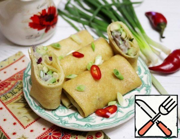 Pancakes Stuffed with Herring and Avocado Recipe