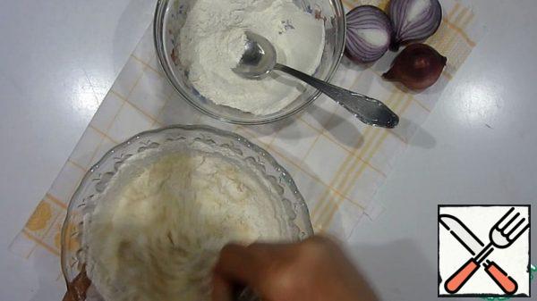 Add flour and baking powder.