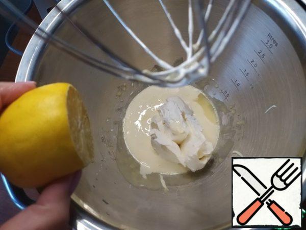 Add cream cheese, lemon juice and zest to the egg mixture. Mix until smooth.