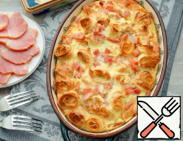 Pancakes in a Cheese Omelet with Ham Recipe Recipe