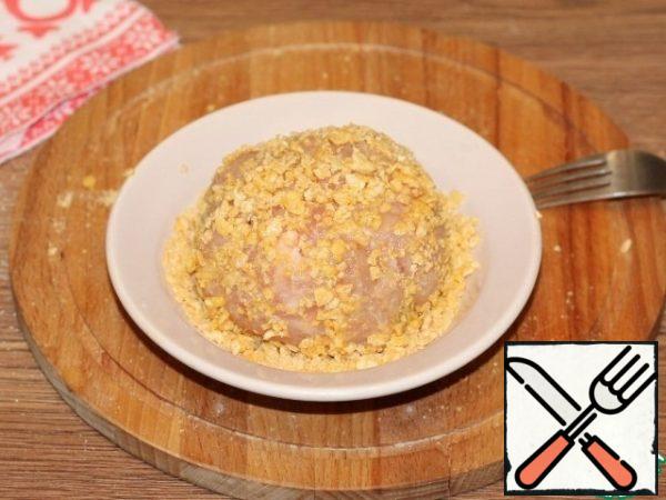 And roll in corn flakes crushed.