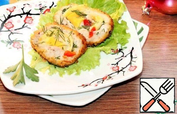 Cutlets Stuffed with Cheese, Onions and Bacon Recipe