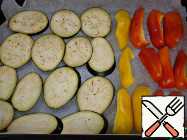Similarly, bake until soft-eggplant and bell peppers.