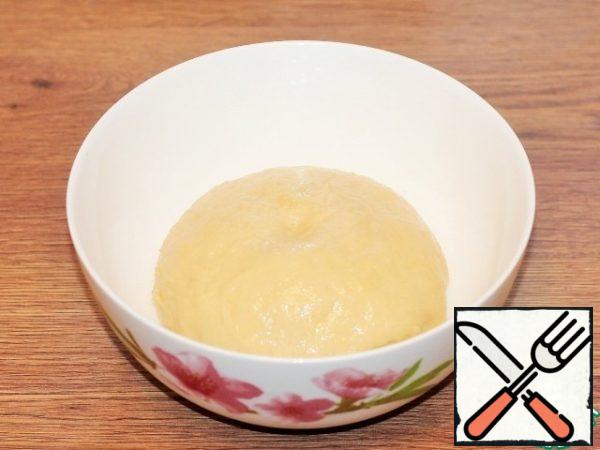 Lubricate the bowl and a lump of dough with vegetable oil (1 tbsp.), cover with a film and put in a warm place until the dough increases by 2.5 times.