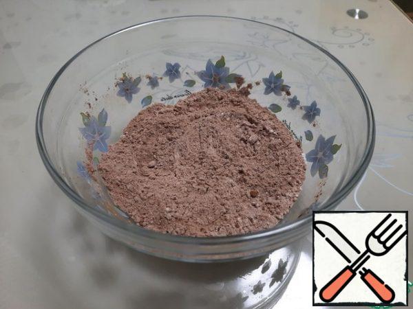 For the dough, mix the flour and cocoa.