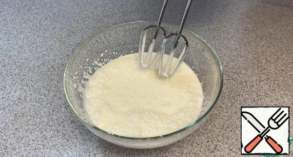 Pour 33% cream and beat a little with a mixer