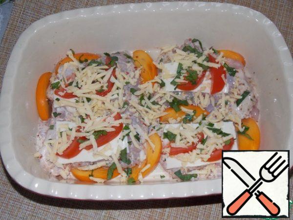 Top with chopped parsley and sprinkle with grated, hard cheese. Bake at 180C, for 45-50 minutes.