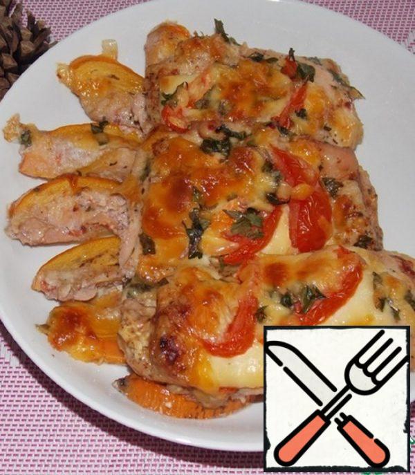 Baked Thighs with Persimmon and Cheese Recipe