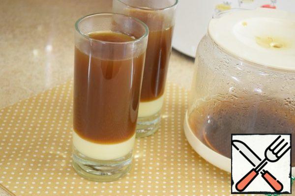 Pour the brewed hot coffee over the condensed milk. Don't worry, the layers will stay that way!
