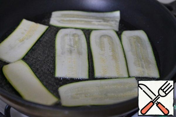 Fry over medium heat for a couple of minutes on each side, just to make the strips soft.