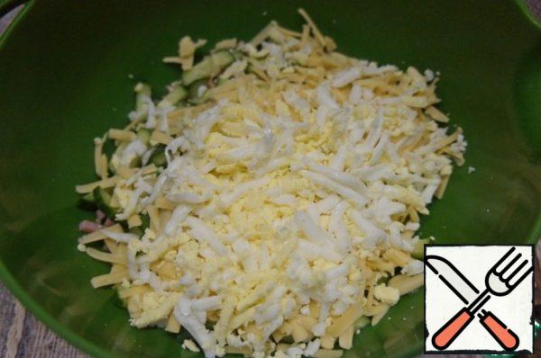 And two eggs grated on a large grater.
