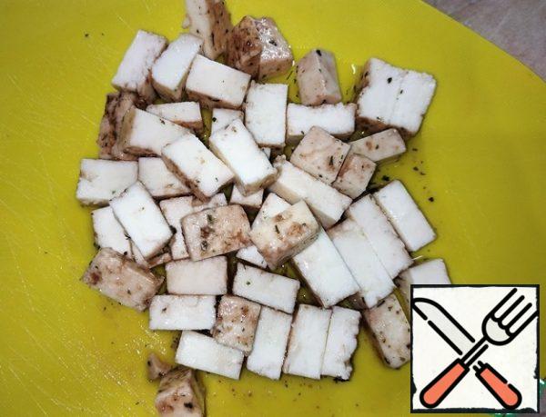 Cheese
(I used pickled Adyghe cheese).