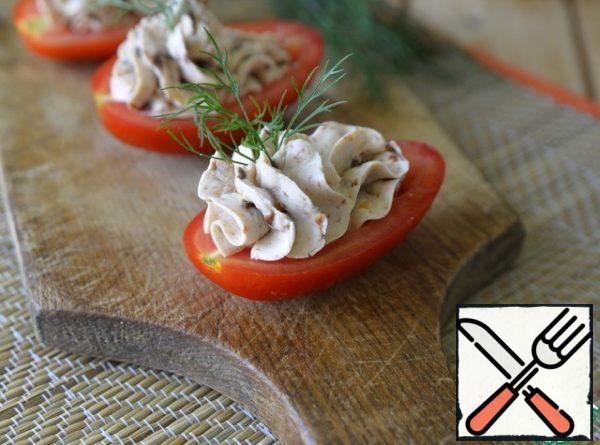 Serve the appetizer chilled, garnished with a sprig of dill.