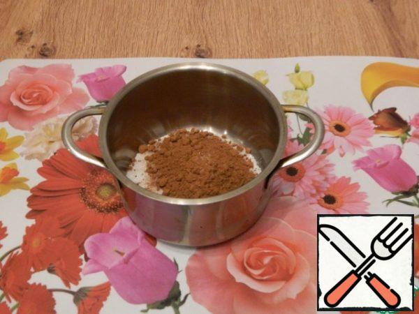 Cook the lean glaze. Mix the dry ingredients.
