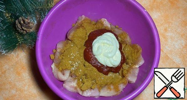 Add a mixture of herbs and spices, mayonnaise and ketchup