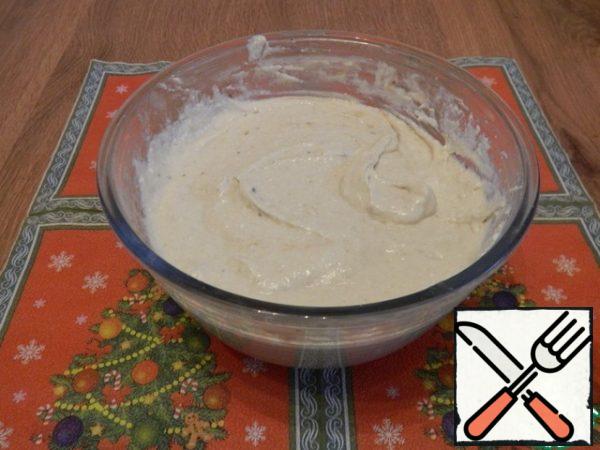 It turns out a thick homogeneous dough.
