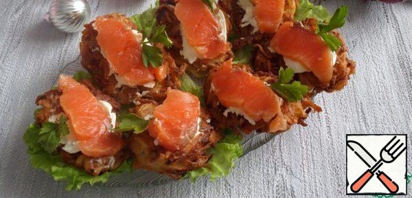 Potato Pancakes with Curd Cheese and Fish Recipe