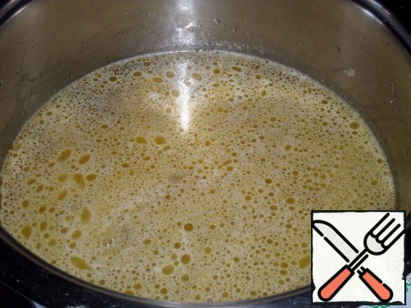 Salt and add water. Bring to a boil and cook for 15 minutes.