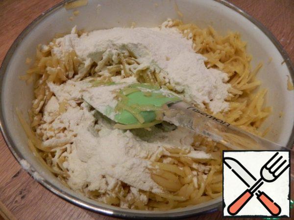 Stir the potato mixture and add flour.