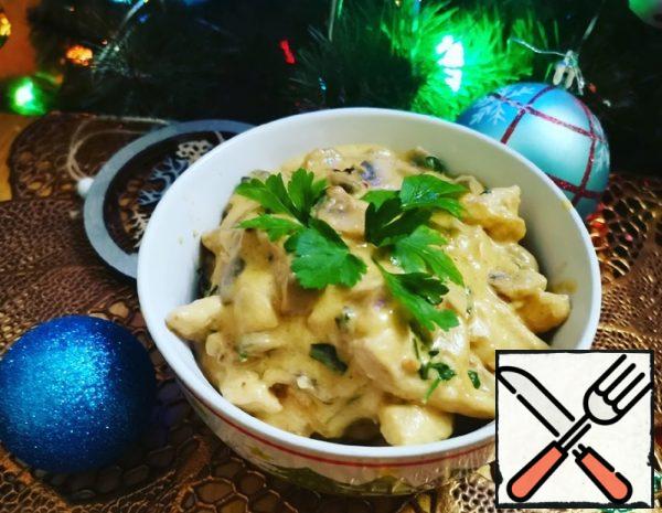 Chicken with Mushrooms in Cheese Sauce Recipe