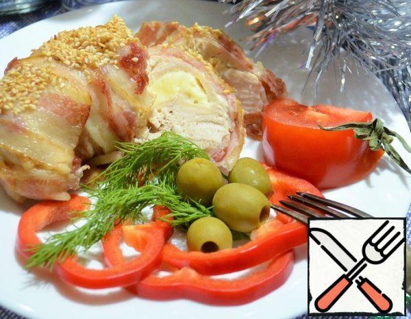 Chicken fillet with Cheese wrapped in Bacon Recipe