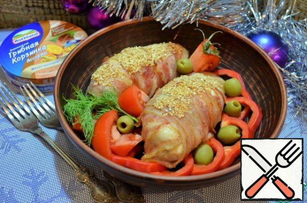Bake for 15 minutes, 190-200 degrees, another 3-4 minutes under the grill, 230 degrees.