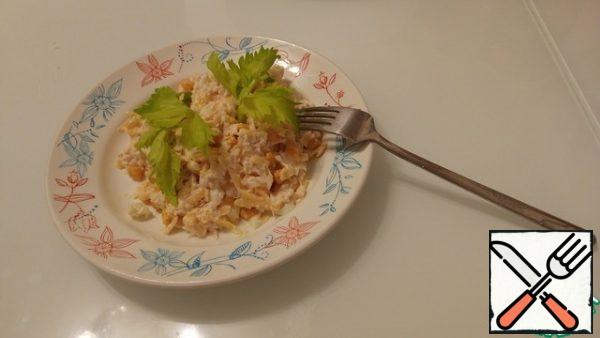 Mix everything together. The salad is ready. You can enjoy it.