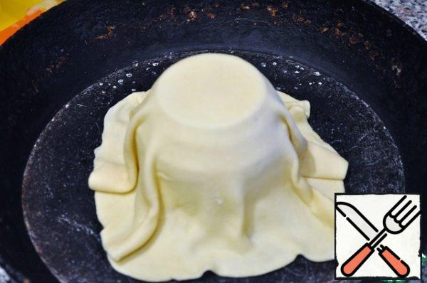 For the mold, I rolled out a tortilla and put it on an inverted mold. You can use ramekin. Like this.