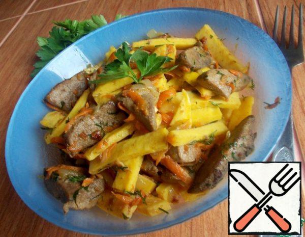 Warm Liver Salad with Omelet Recipe