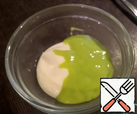 Mix mayonnaise with wasabi
