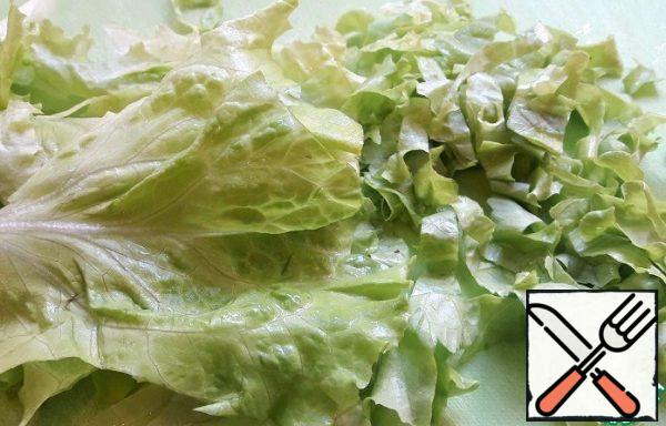 Lettuce leaves-in strips.