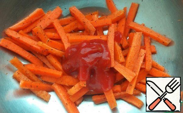 Add the ketchup and mix again.