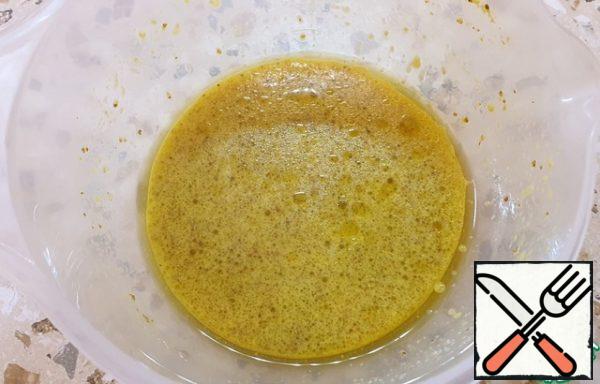 Sauce: mix olive oil, lemon juice and mustard. You can also add a little soy sauce.