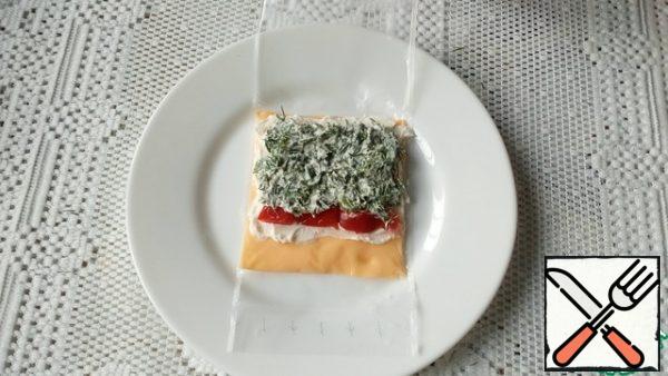 And curd mass with greens.