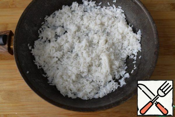 Wash the rice, boil until al dente. I had more rice than I needed.