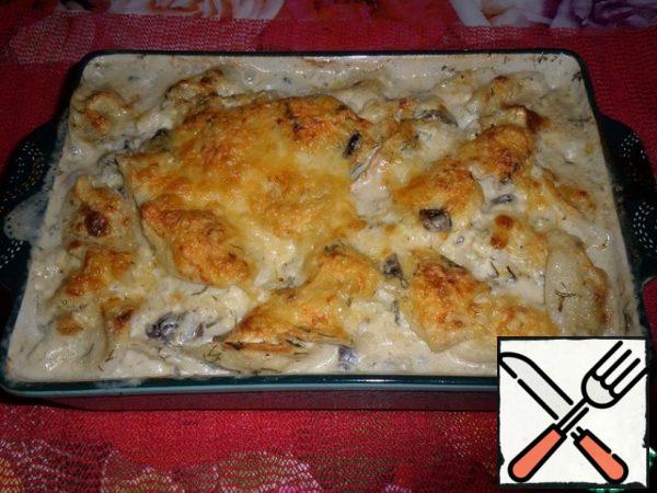 
Then remove the casserole dish from the oven.