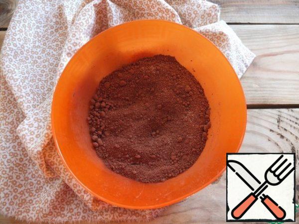 Mix sugar, vanilla sugar and cocoa powder.