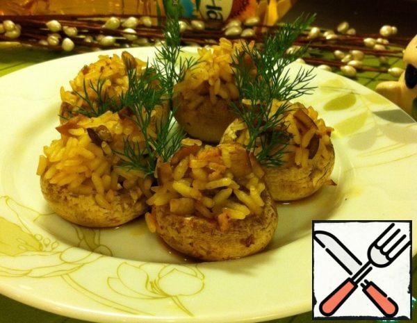 Mushrooms stuffed with Rice Recipe