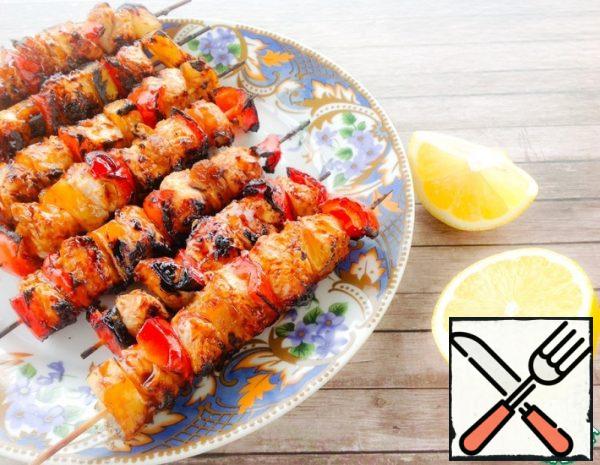 Turkey Skewers with Vegetables and Pineapple Recipe