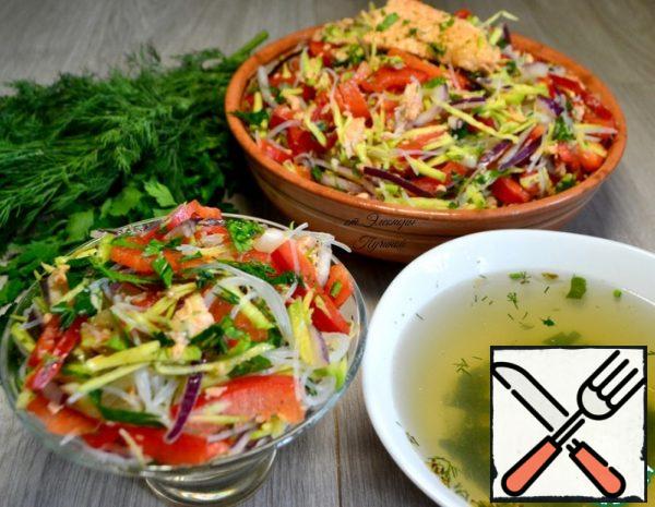 Salad with Funchosa and Trout Recipe