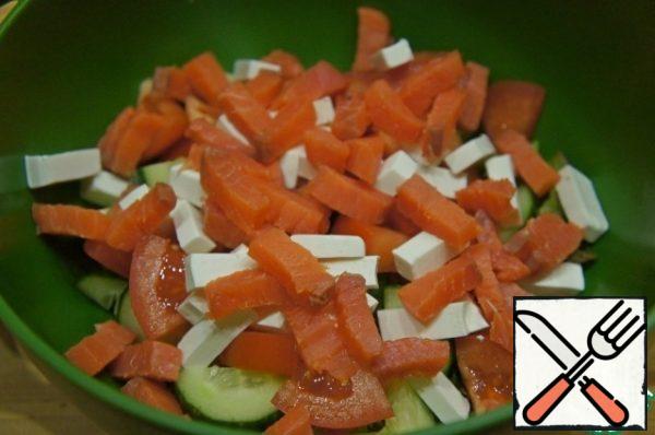 And sliced salmon in the same way.