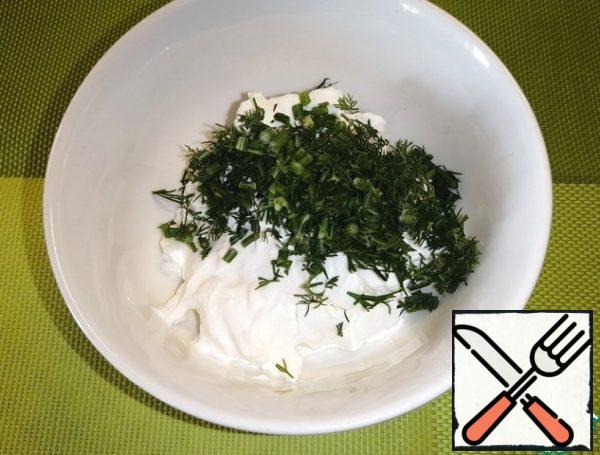 In the second part, cut dill. Mix well.