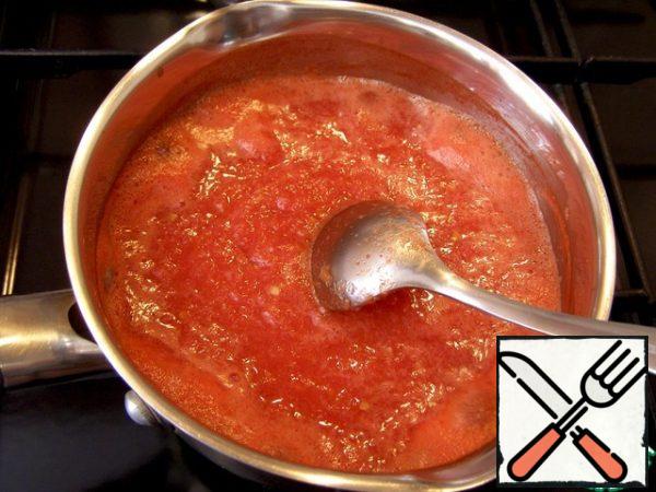 Cook the chopped tomatoes for about five minutes.