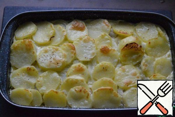 Remove the foil or lid and bake until golden brown.
((15-20 min.)