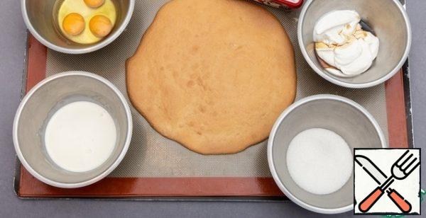 Making cheesecake.